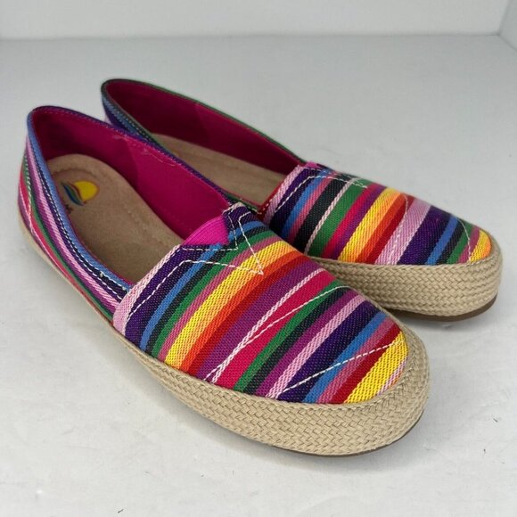 Maui Island Womens Tiki Multicolor Canvas Color Striped Size 7M Slip On Shoes - Picture 2 of 10